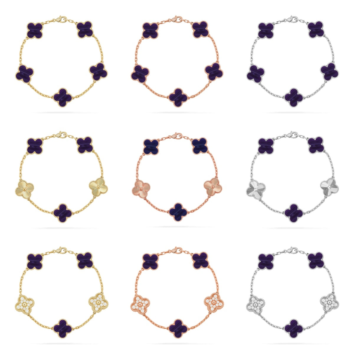 [Dream ]New CLOVER 5 MOTIF PURPLE STRIPES BRACELET COLLECTION