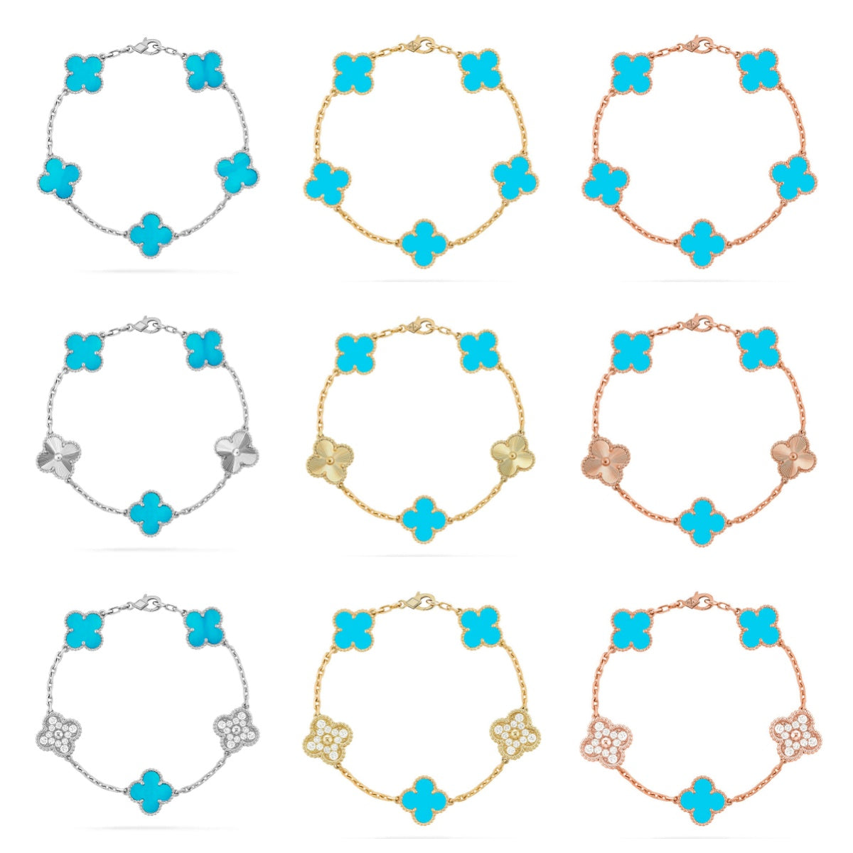 [Dream ]New  CLOVER 5 MOTIF TURQUOISE BRACELET COLLECTION