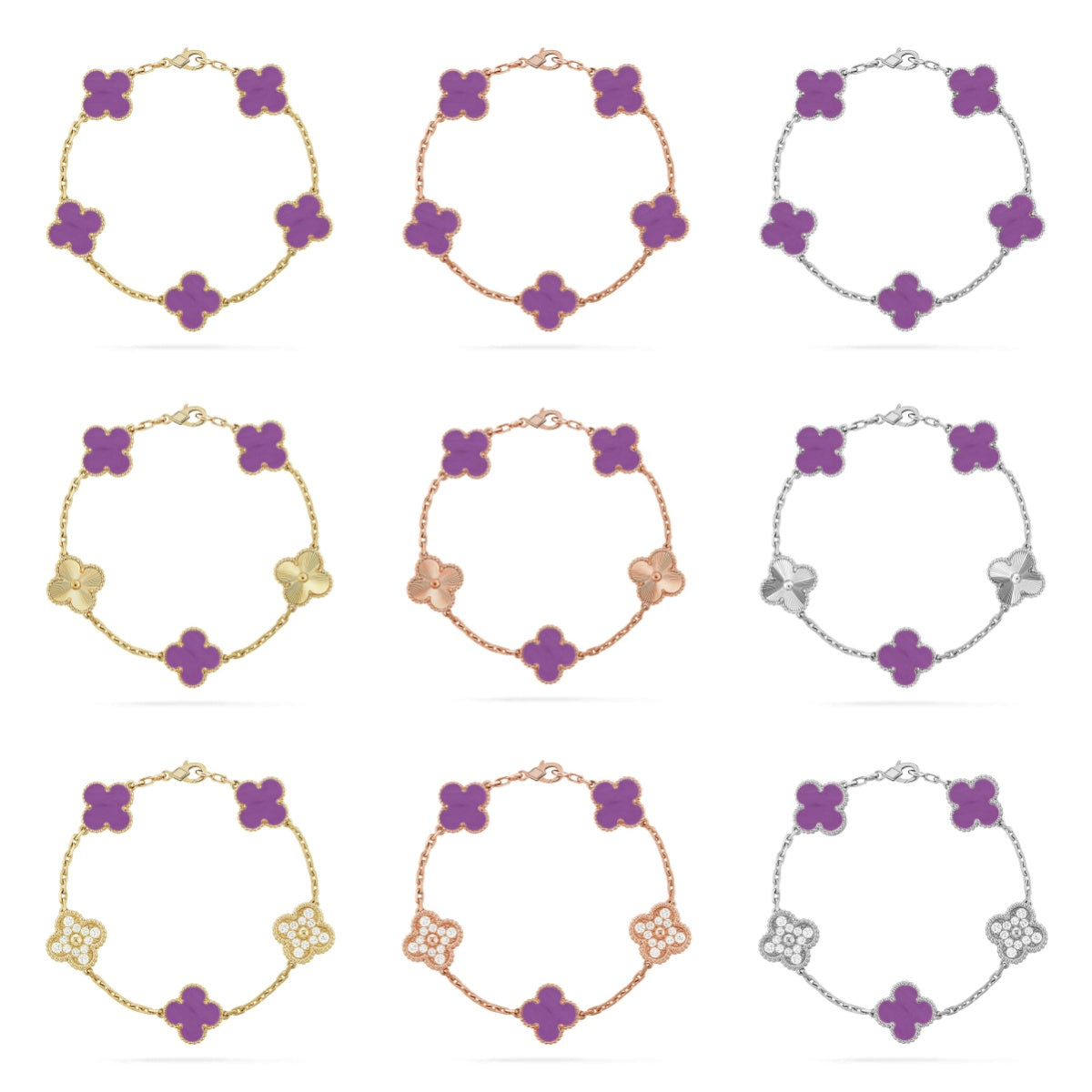 [Dream ]New  CLOVER 5 MOTIF VIOLET BRACELET COLLECTION
