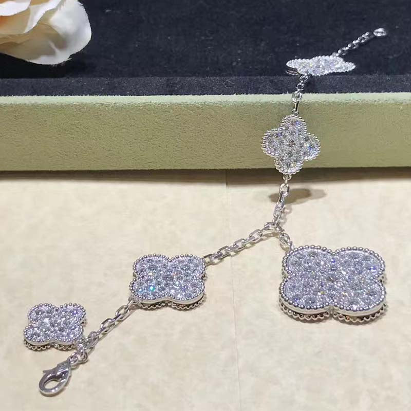 Dream CLOVER 6 MOTIFS SILVER DIAMOND BRACELET