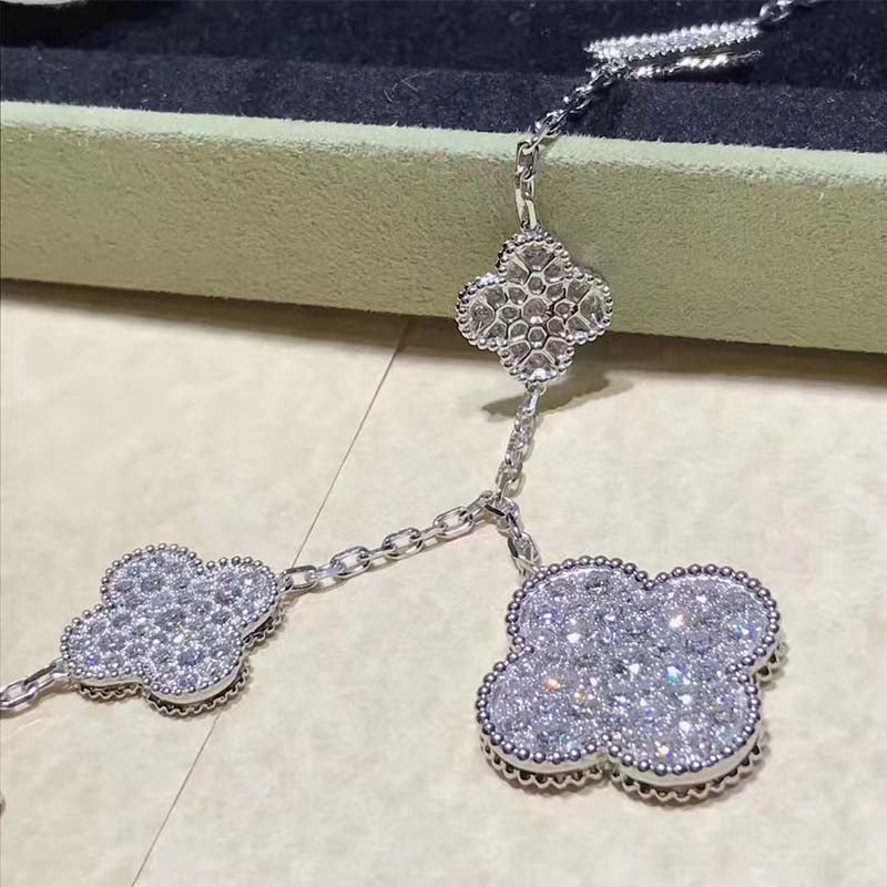 Dream CLOVER 6 MOTIFS SILVER DIAMOND BRACELET