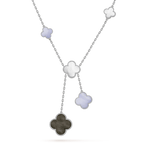 Dream CLOVER MOP CHALCEDONY NECKLACE SILVER 6 MOTIF