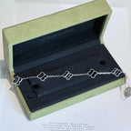 Dream CLOVER 5 MOTIF VEINED ONYX BRACELET SILVER