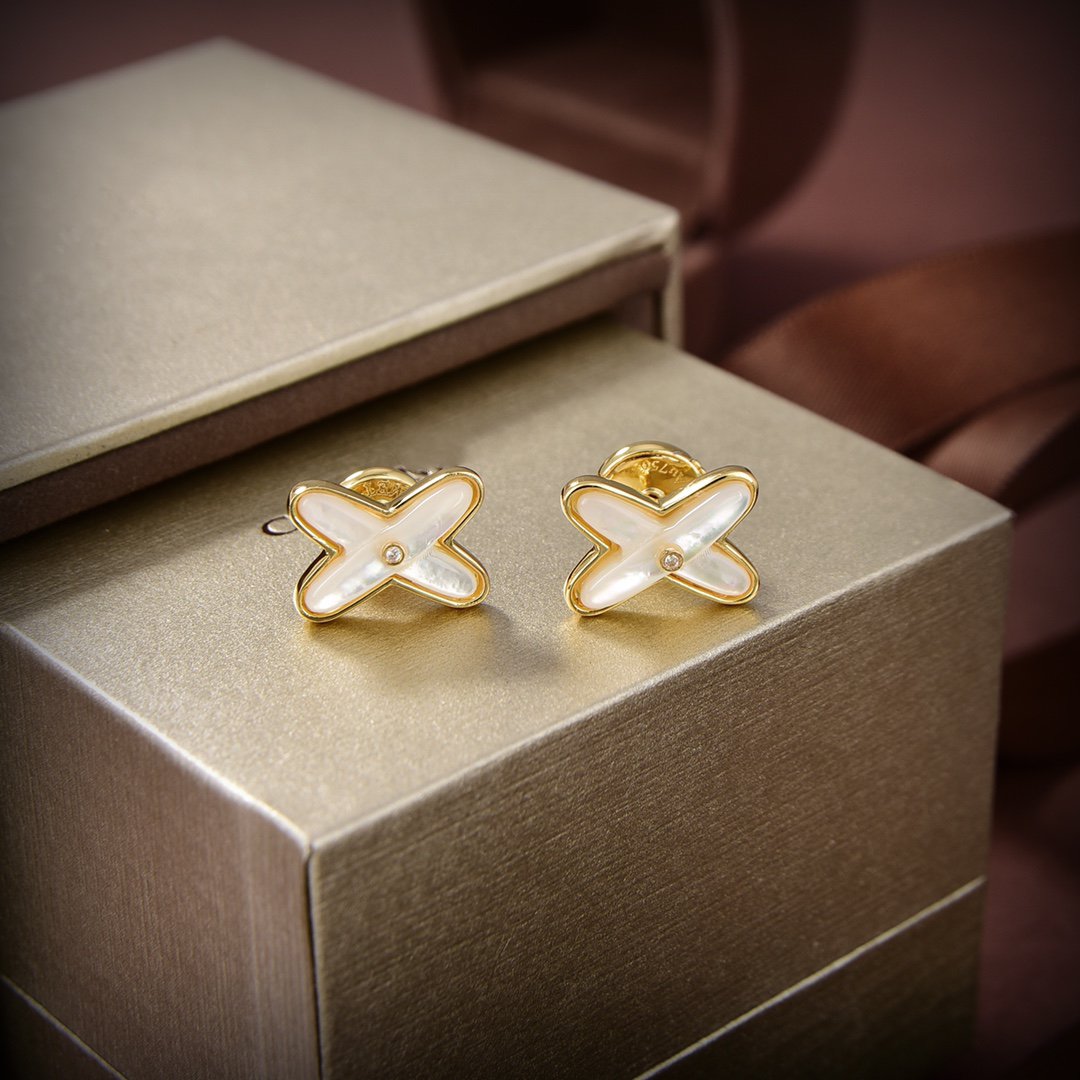 Dream JEUX DE WHITE OHRRINGE AUS PERLMUTT, GOLD UND DIAMANTEN