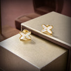 Dream JEUX DE WHITE MOP GOLD DIAMOND EARRINGS