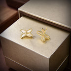 Dream JEUX DE WHITE MOP GOLD DIAMOND EARRINGS