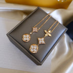 Dream COLOR BLOSSOM LARIAT NECKLACE PINK GOLD WHITE MOTHER PEARL AND DIAMOND