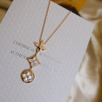 Dream COLOR BLOSSOM LARIAT NECKLACE PINK GOLD WHITE MOTHER PEARL AND DIAMOND