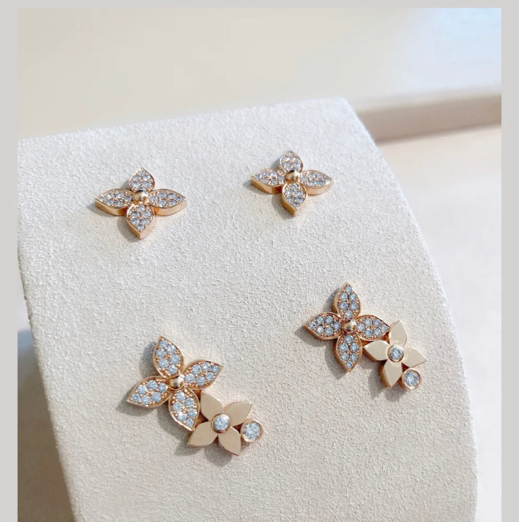 Dream STAR BLOSSOM STUD EARRINGS PINK GOLD DIAMONDS