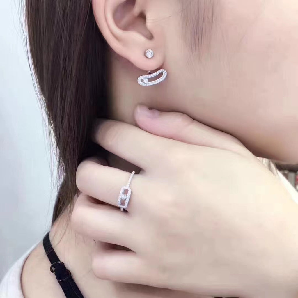 [Dream]MOVE UNO SILVER DIAMOND EARRINGS