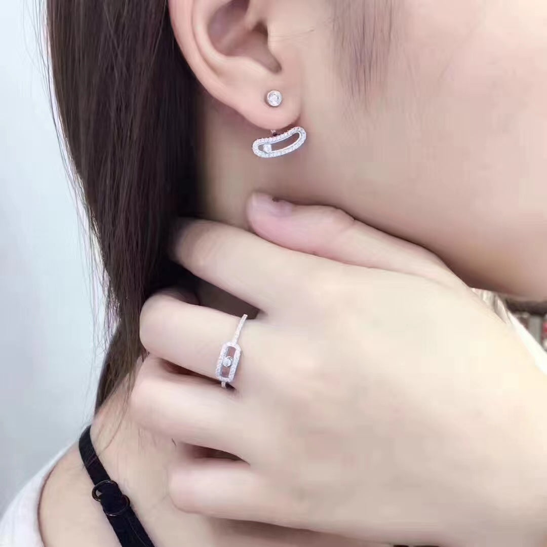 [Dream]MOVE UNO SILVER DIAMOND EARRINGS