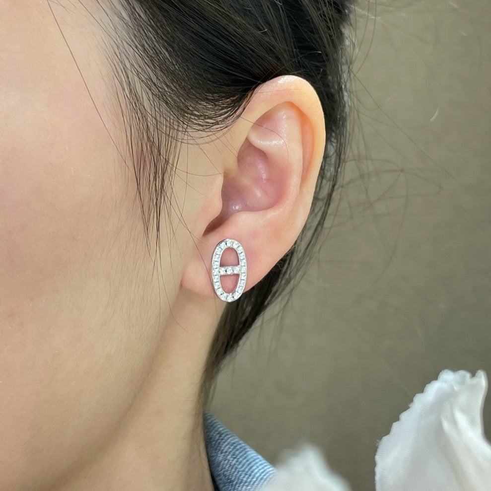 Dream HM FULL DIAMOND PIG NOSE STUD EARRINGS