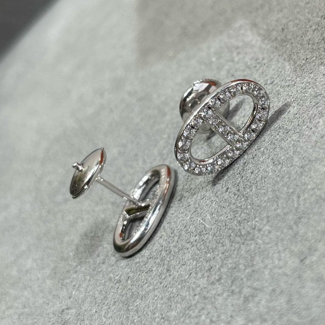 Dream HM FULL DIAMOND PIG NOSE STUD EARRINGS