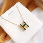 Dream HM CLIC BLACK ENAMEL GOLD NECKLACE