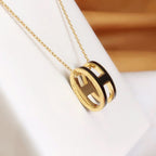 Dream HM CLIC BLACK ENAMEL GOLD NECKLACE