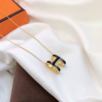 Dream HM CLIC BLACK ENAMEL GOLD NECKLACE