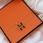 Dream HM CLIC BLACK ENAMEL GOLD NECKLACE
