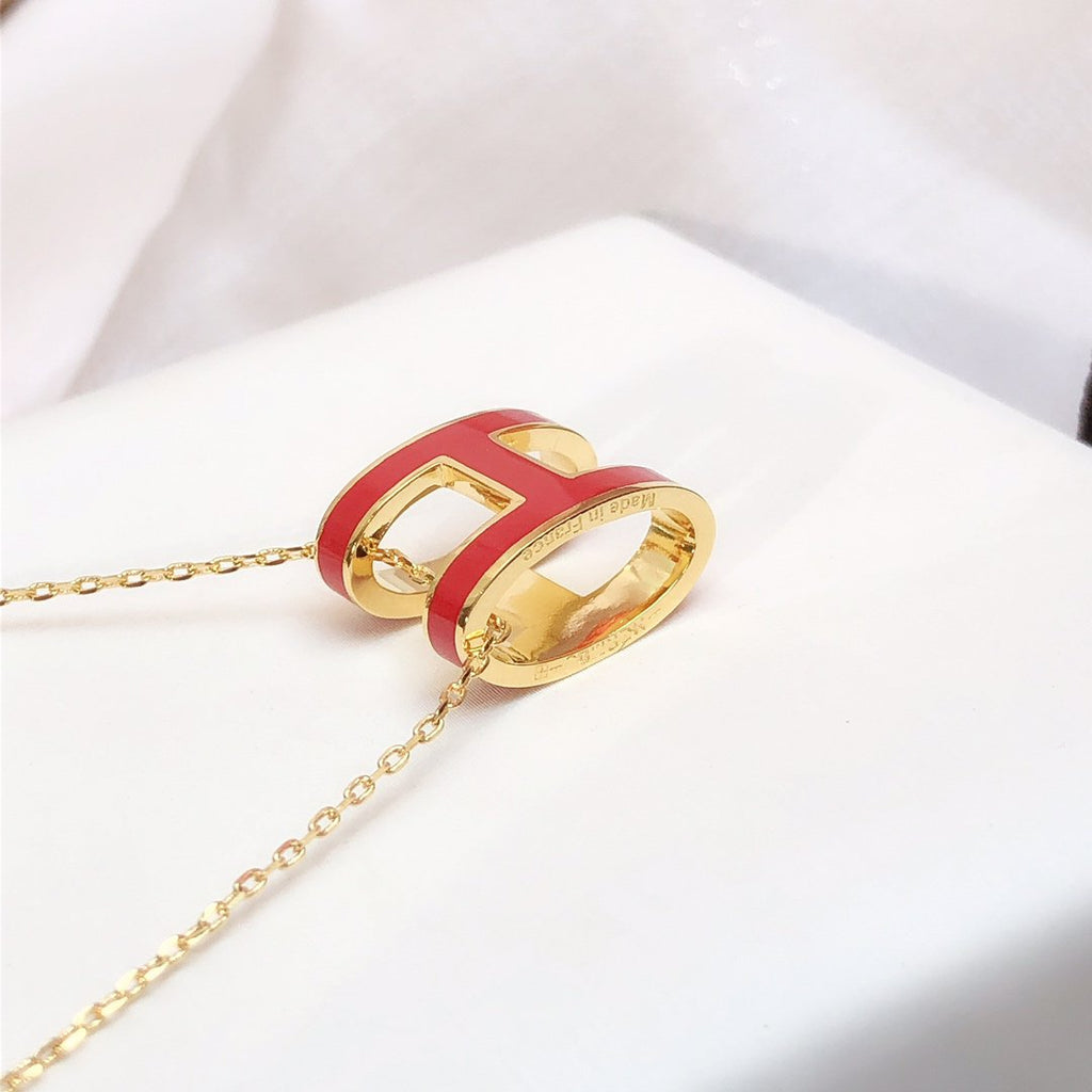 Dream HM CLIC RED ENAMEL GOLD NECKLACE