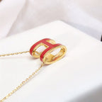 Dream HM CLIC RED ENAMEL GOLD NECKLACE