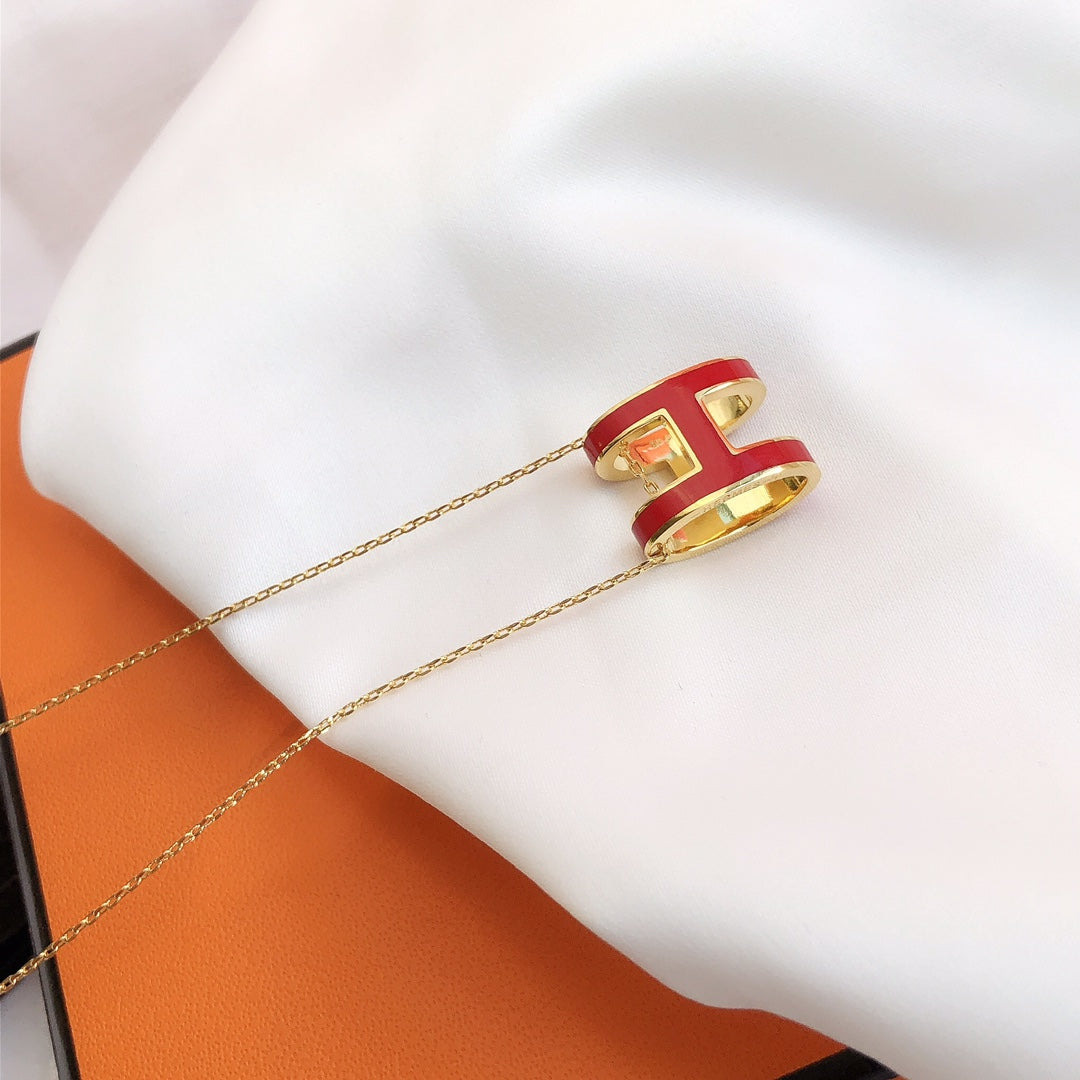 Dream HM CLIC RED ENAMEL GOLD NECKLACE