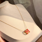 Dream HM CLIC RED ENAMEL GOLD NECKLACE