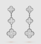 Dream CLOVER 3 MOTIF DIAMOND SILVER DROP EARRINGS