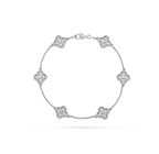 Dream CLOVER 6 MOTIF SILVER DIAMOND BRACELET