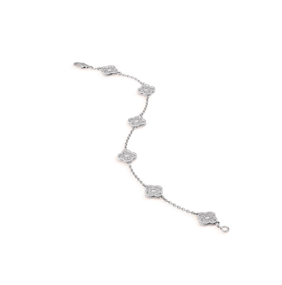 Dream CLOVER 6 MOTIF SILVER DIAMOND BRACELET