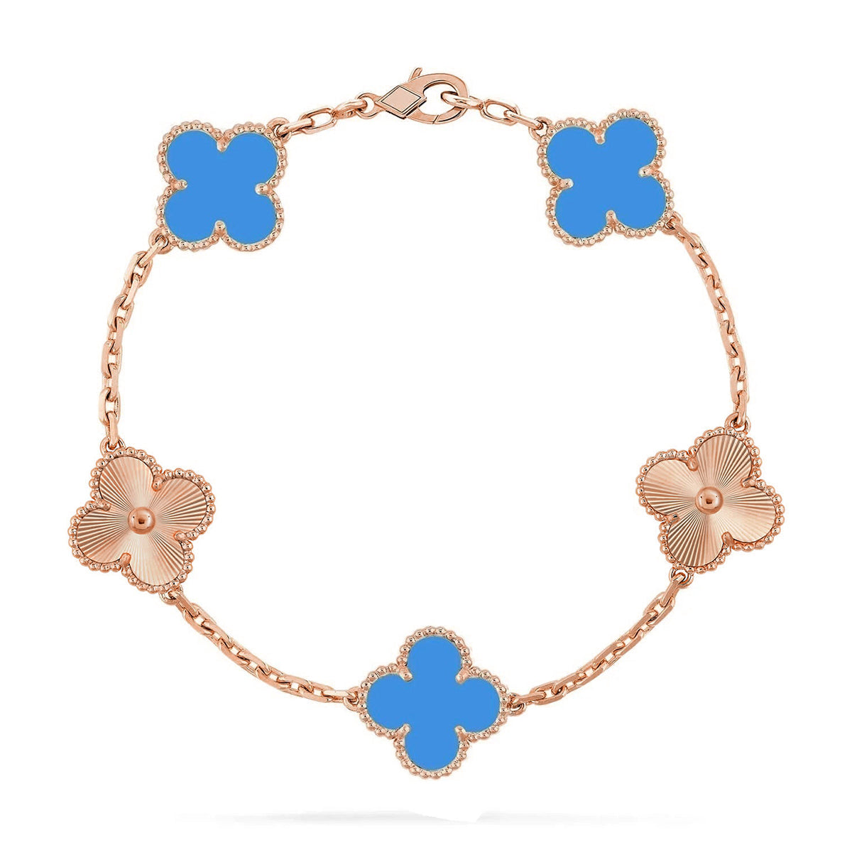 [Dream ]New CLOVER 5 MOTIF BLUE AGATE BRACELET COLLECTION