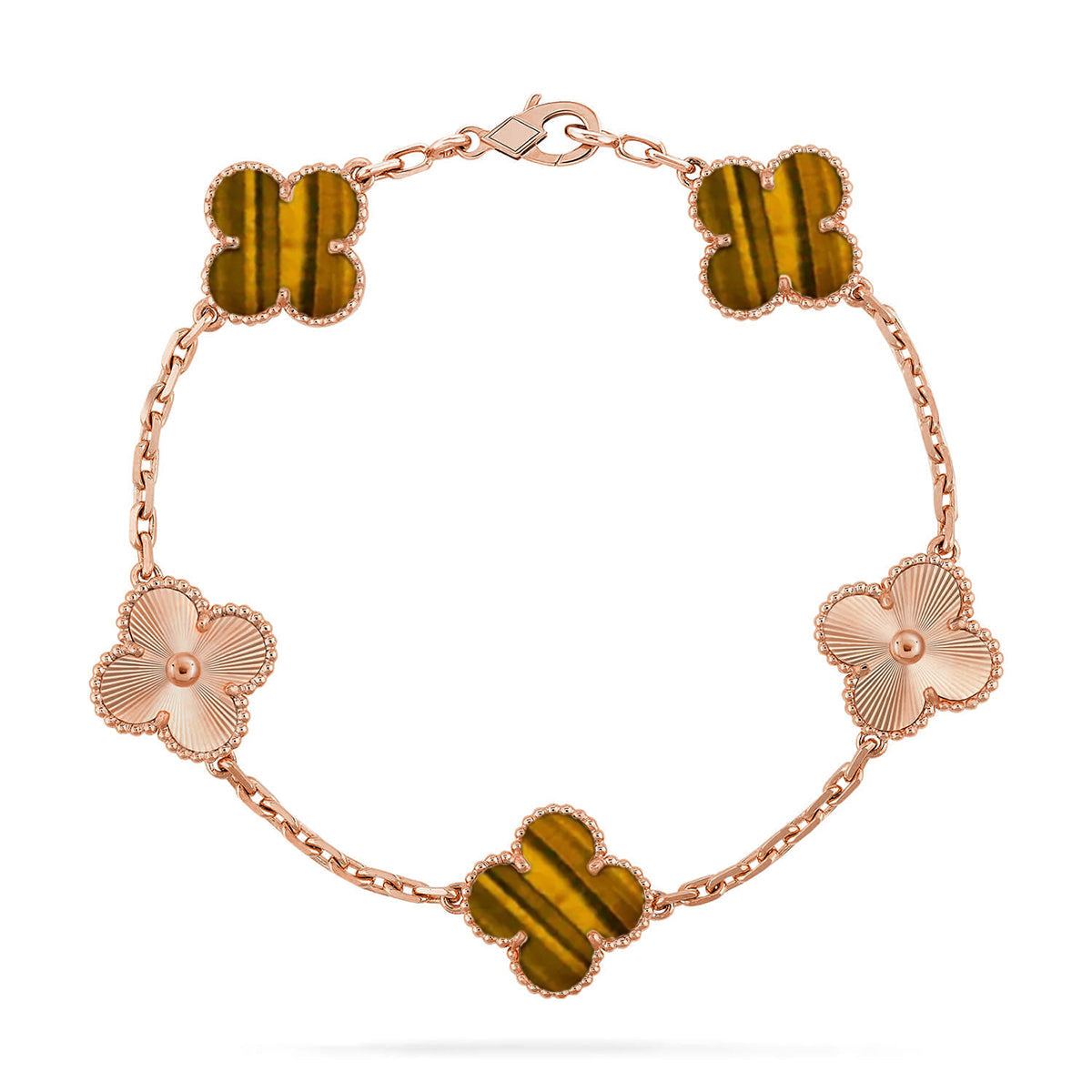 [Dream ]New  CLOVER 5 MOTIFS TIGER EYE BRACELET COLLECTION