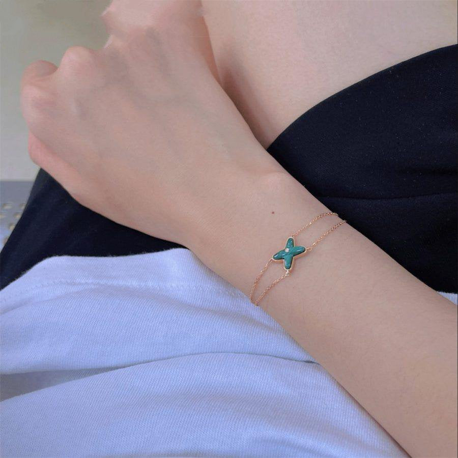 Dream JEUX BRACELET MALACHITE PINK GOLD 1 DIAMOND