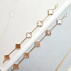 [Dream ]Neue CLOVER 5 MOTIVE ARMBAND-KOLLEKTION AUS ROSA PERLMUTT