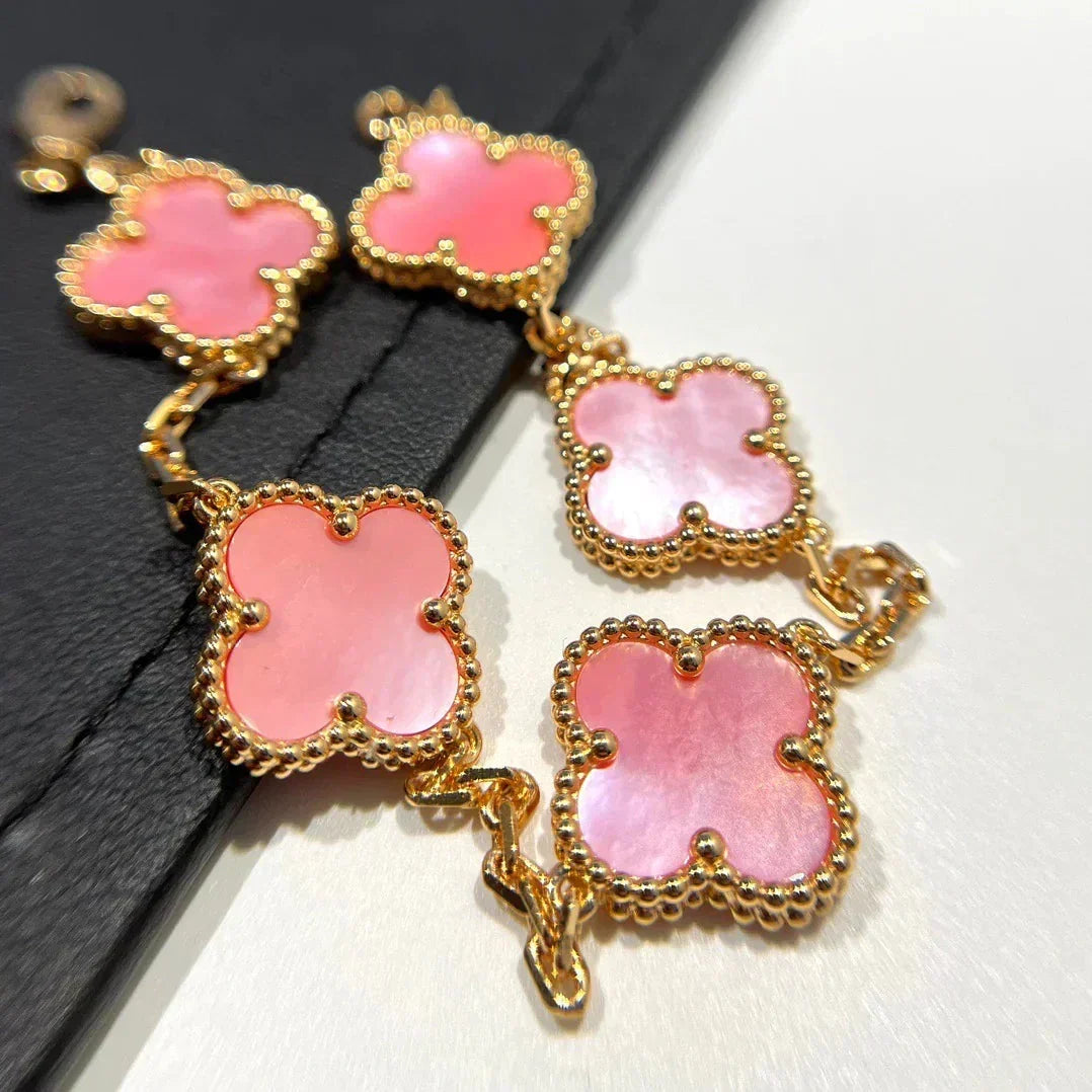 [Dream ]New  CLOVER 5 MOTIFS  PINK MOP BRACELET COLLECTION