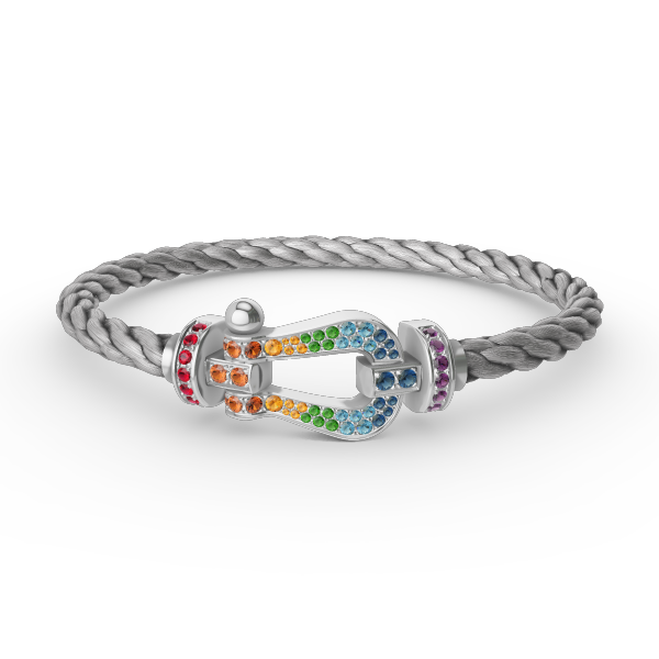 Dream FORC LARGE HORSESHOE  COLORED DIAMOND BRACELET SILVER