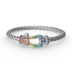 Dream FORC LARGE HORSESHOE  COLORED DIAMOND BRACELET SILVER