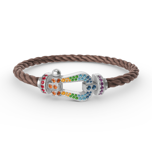 Dream FORC LARGE HORSESHOE  COLORED DIAMOND BRACELET SILVER