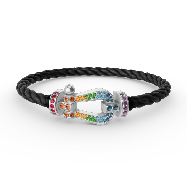Dream FORC LARGE HORSESHOE  COLORED DIAMOND BRACELET SILVER