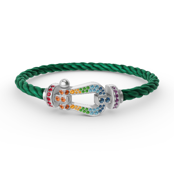 Dream FORC LARGE HORSESHOE  COLORED DIAMOND BRACELET SILVER