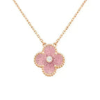 Dream CLOVER 15MM DIAMOND RHODONIT-HALSKETTE