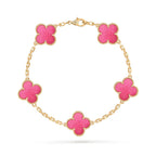 [Dream]NEW CLOVER 5 MOTIFS PINK ENAMEL BRACELET