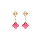 [Dream]NEW CLOVER 2 MOTIF PINK ENAMEL EARRINGS