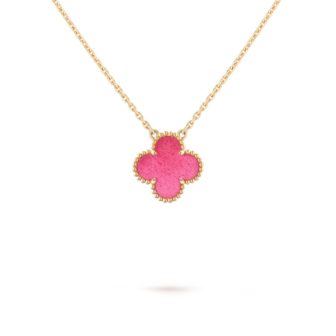 [Dream] NEW CLOVER 15MM PINK ENAMEL NECKLACE
