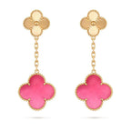 [Dream]NEW CLOVER 2 MOTIF PINK ENAMEL EARRINGS