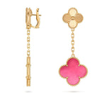 [Dream]NEW CLOVER 2 MOTIF PINK ENAMEL EARRINGS