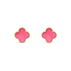 [Dream]NEW CLOVER 15MM PINK ENAMEL STUD EARRINGS