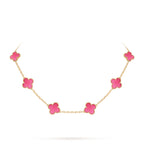 [Dream]NEW CLOVER 10 MOTIFS PINK ENAMEL NECKLACE