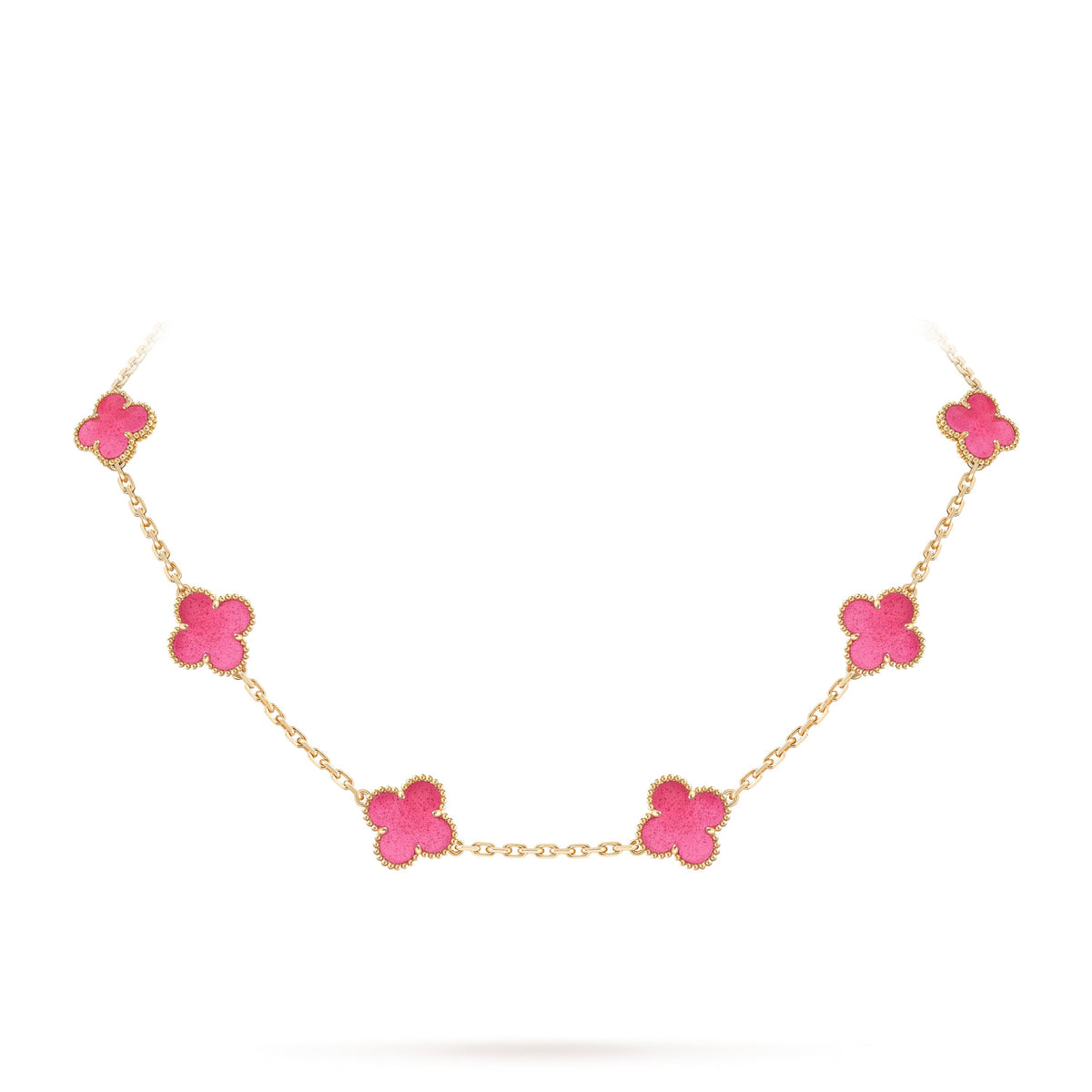[Dream]NEW CLOVER 10 MOTIFS PINK ENAMEL NECKLACE