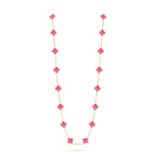 [Dream] NEW CLOVER 20 MOTIFS PINK ENAMEL NECKLACE