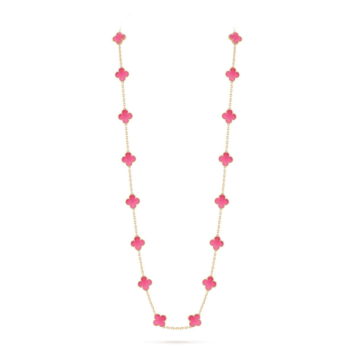 [Dream] NEW CLOVER 20 MOTIFS PINK ENAMEL NECKLACE