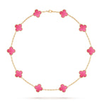 [Dream]NEW CLOVER 10 MOTIFS PINK ENAMEL NECKLACE